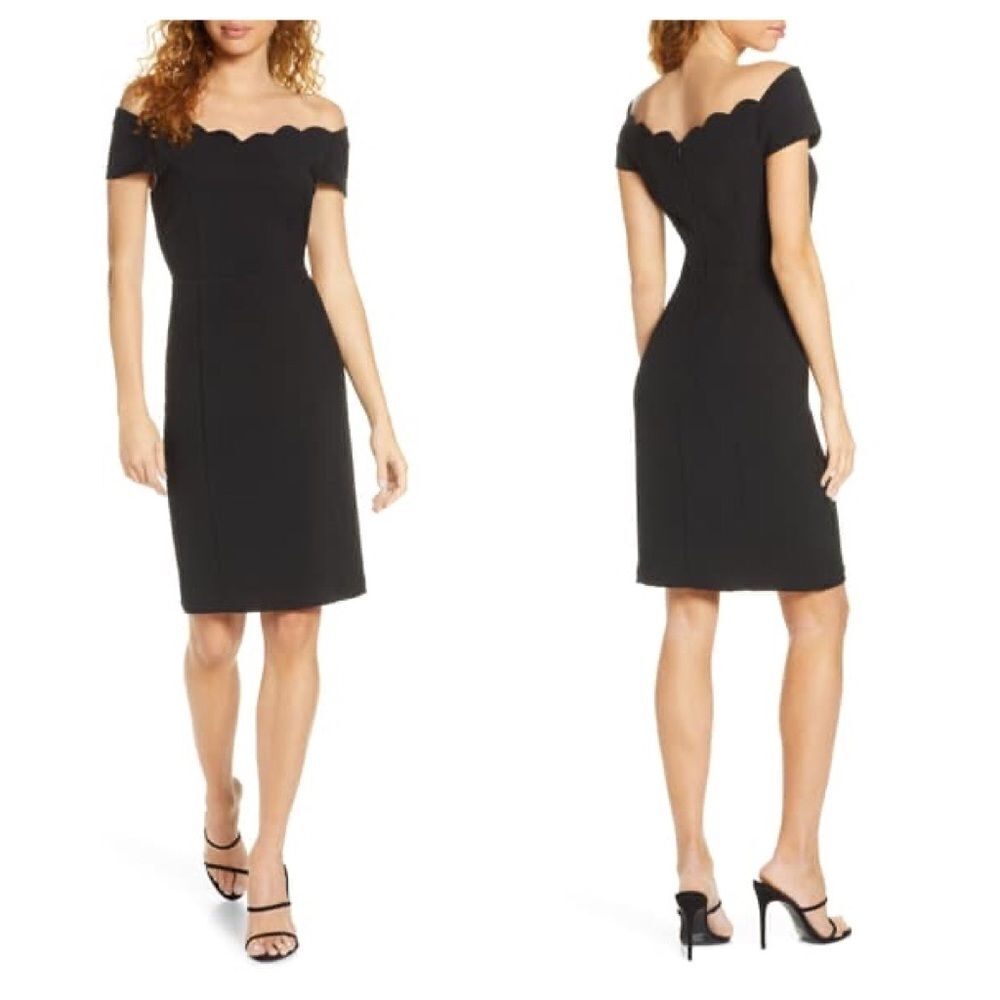 Harlyn Scallop Detail Off Shoulder Sheath Dress